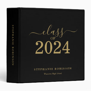 Class of 2024 Gold Script On Black Graduation Binder