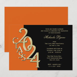 Class of 2024 Grad Gold with Colour Option Invitation