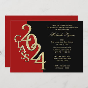 Class of 2024 Grad Gold with Colour Option Invitation