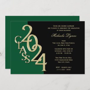 Class of 2024 Grad Gold with Colour Option Invitation