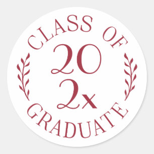 Class of 2024 Graduate Burgundy White Typography Classic Round Sticker
