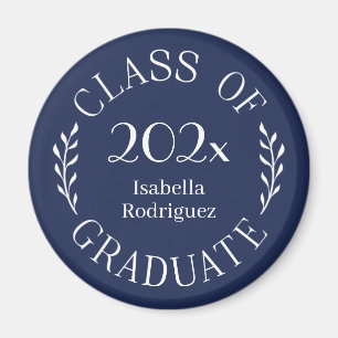 Class of 2024 Graduate Name Typography Navy Blue Magnet
