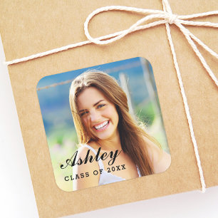 Class of 2024 Graduate Personalized Photo Square Sticker