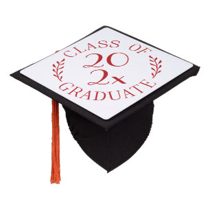 Class of 2024 Graduate Red Typography Emblem Graduation Cap Topper
