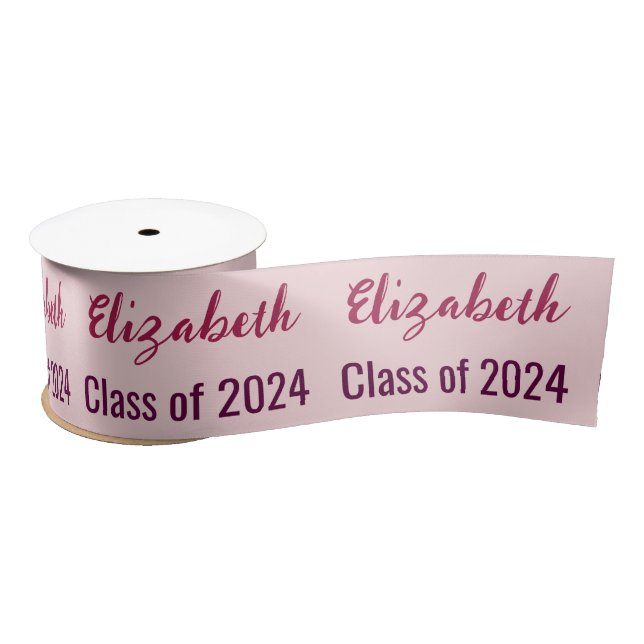 Class of 2024 Graduate's Name Pale Pink Satin Ribbon (Spool)