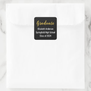 Class of 2024 Graduation Announcement Black White Square Sticker