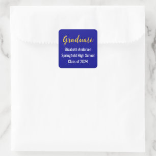 Class of 2024 Graduation Announcement Blue & White Square Sticker