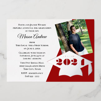 Class of 2024 Graduation Cap Foil Invitation