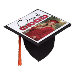 Class of 2024 Graduation Photo Typography Design Cap Topper