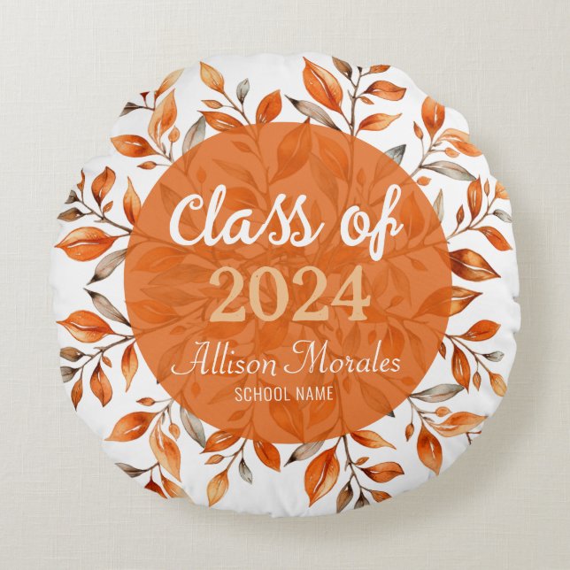 Class of 2024 Graduation Round Pillow (Front)