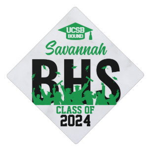 Class of 2024 Green and Black Custom Graduation Cap Topper