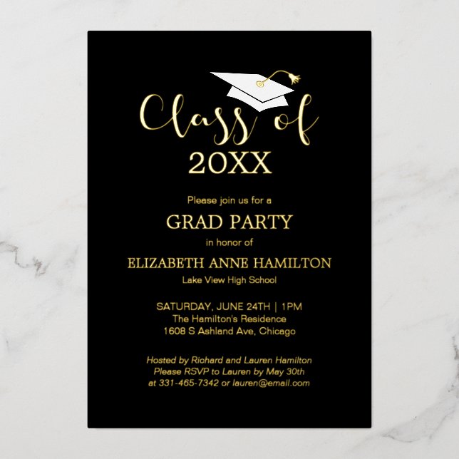 Class of 2024 High School Grad Party Black Gold (Front)