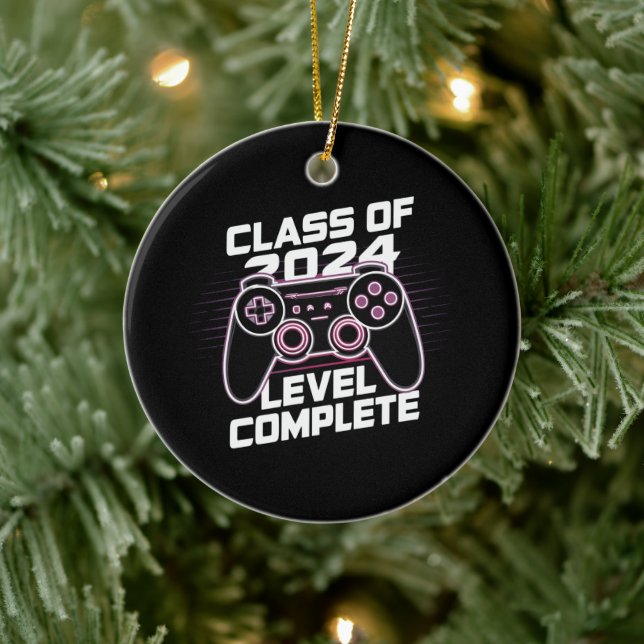 Class Of 2024 Level Complete Senior Graduation Ceramic Ornament (Tree)