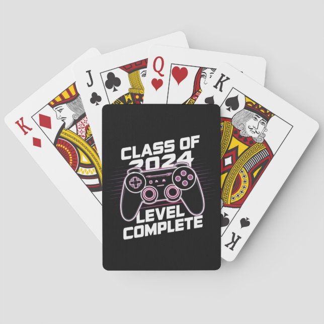 Class Of 2024 Level Complete Senior Graduation Playing Cards (Back)