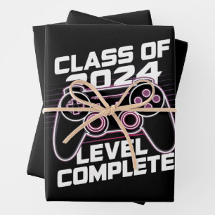 Class Of 2024 Level Complete Senior Graduation Wrapping Paper Sheet
