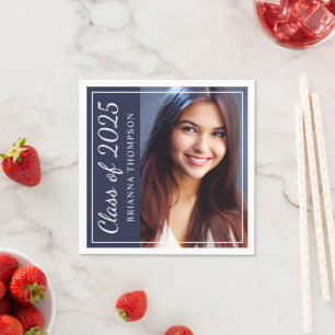 Class of 2024 Midnight Blue Graduation Party Photo Napkin