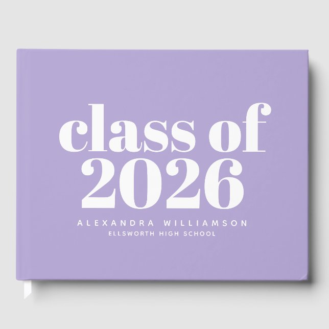 Class of 2024 Modern Lavender Personalized Guest Book (Front)