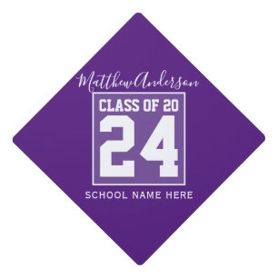 Class of 2024 Modern Royal Purple Graduate Graduation Cap Topper