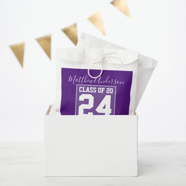Class of 2024 Modern Royal Purple Graduation Party Favour Bag (Party)