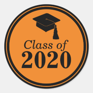 Class of 2024 Orange Black Graduation Classic Round Sticker