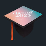 Class of 2024 Peach Blue Gradient Personalized  Graduation Cap Topper<br><div class="desc">Class of 2024 Retro Peach and Blue Gradient Personalized Graduation Cap Topper</div>