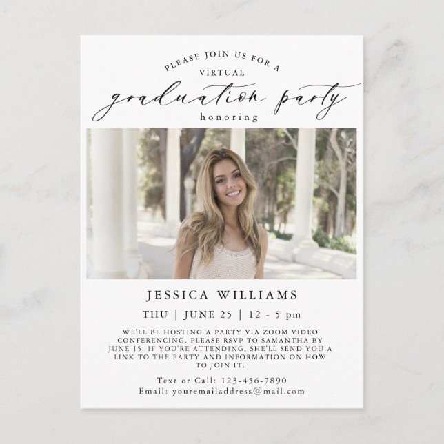 Class of 2024 Photo VIRTUAL Graduation Party Postcard (Front)