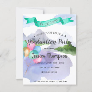 Class Of 2024 Pretty Watercolor Graduation Party Postcard