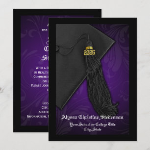 Class of 2024 Purple Tassel Dignified Graduation Invitation