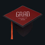 Class of 2024 Red Graduation Cap Topper<br><div class="desc">Graduation Class of 2024 red cap topper with a minimalist design. With white customizable lettering,  you can add your own text. A simple addition to that special event for your grad.</div>