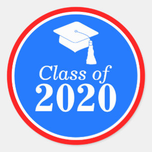 Class of 2024 Red White Blue Graduation Classic Round Sticker