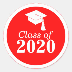 Class of 2024 Red White Graduation Classic Round Sticker