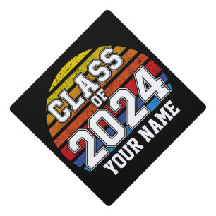 Class of 2024 Retro Sunset Graduation Cap Topper
