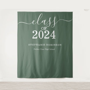Class of 2024 Sage Green Graduation Backdrop Prop Tapestry