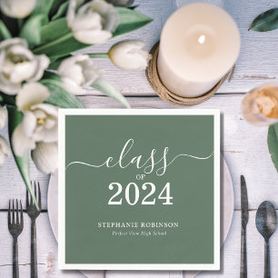 Class of 2024 Sage Green Graduation Party Napkin