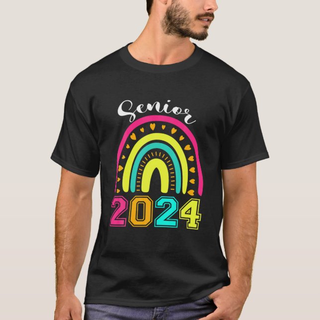 Class Of 2024 Senior 2024 Rainbow Senior 24 T-Shirt (Front)