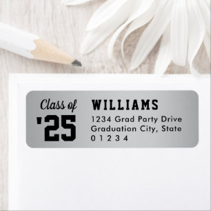 Class of 2024 Silver Black Return Address Label
