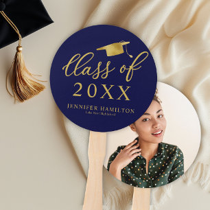 Class Of 2024 Simple Elegant 1 Photo Graduation Hand Fan