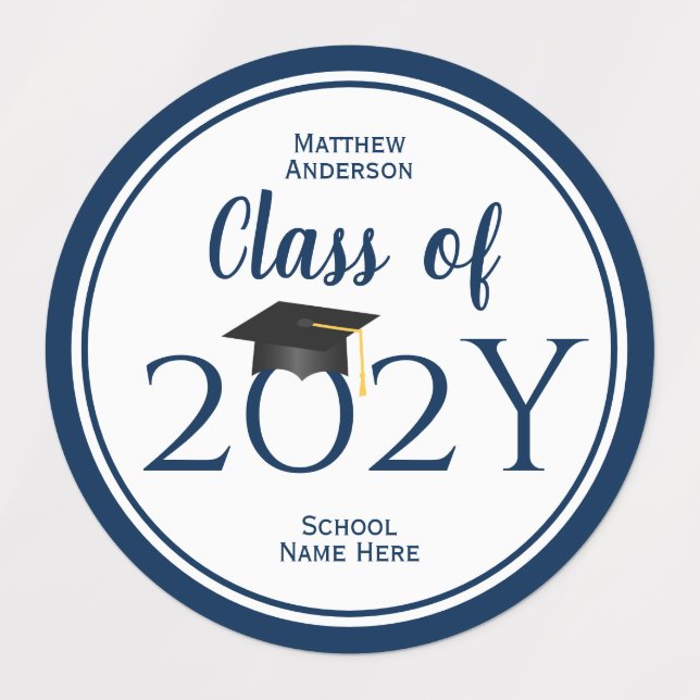 Class of 2024 Simple Elegant Navy Blue Graduation (Design 1)