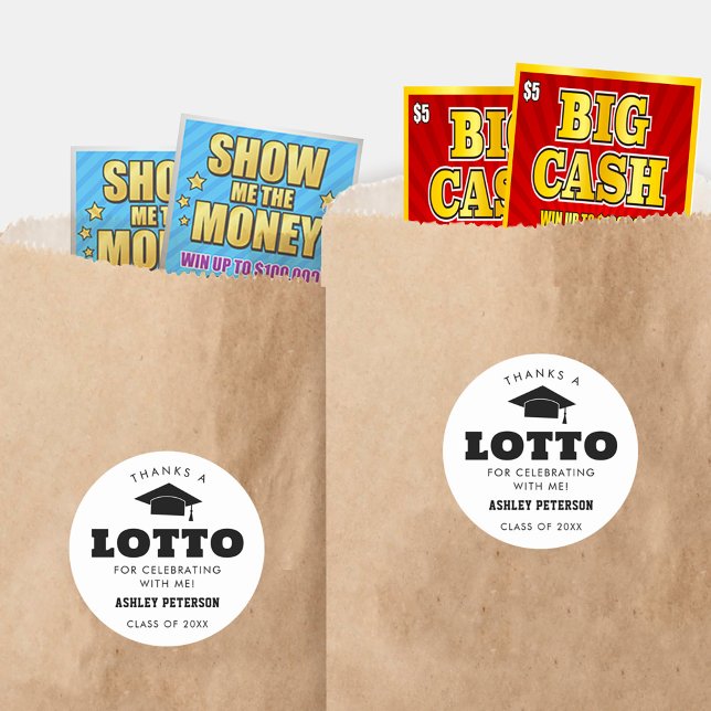 Class of 2024 Thanks a Lotto Ticket Favours Classic Round Sticker (Creator Uploaded)
