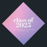 Class of 2024 Trendy Purple Gradient Custom Grad  Graduation Cap Topper<br><div class="desc">Personalized Class of 2024 Graduation Cap Topper with Retro Typography in Pink and Purple Gradient</div>