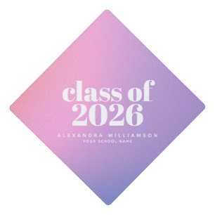Class of 2024 Trendy Purple Gradient Custom Grad  Graduation Cap Topper