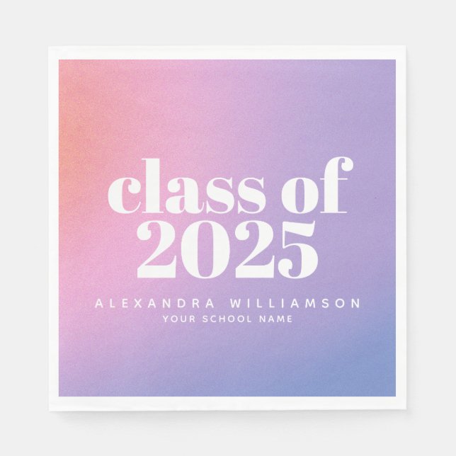 Class of 2024 Trendy Purple Gradient Custom Grad Napkin (Front)