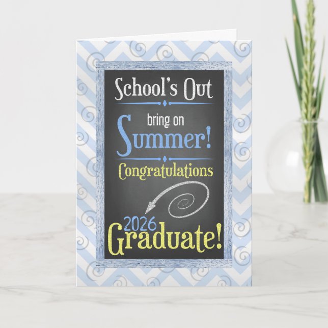 Class of 2025 Beach Chalkboard Themed Graduation Card (Front)