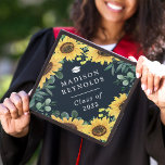 Class of 2025 Beautiful Sunflower Eucalyptus Graduation Cap Topper<br><div class="desc">Beautiful Sunflower Eucalyptus Leaves Graduation Hat. For further customization,  please use our design tool to modify this template.</div>
