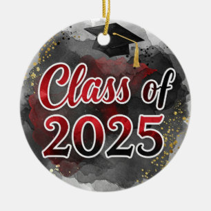 Class of 2025 black and red ornament