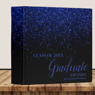 Class Of 2025 Black Blue Glitter Graduation Binder