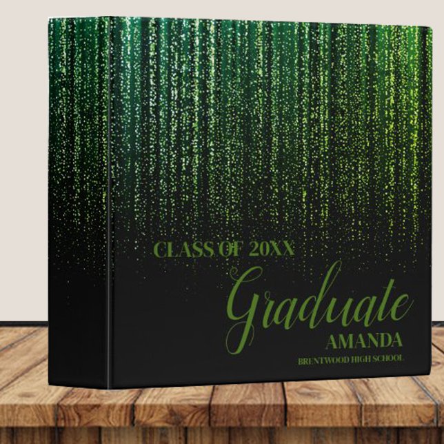 Class Of 2025 Black Green Glitter Graduation  Binder (Creator Uploaded)