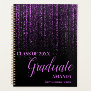 Class Of 2025 Black Purple Glitter Graduation Gift Planner