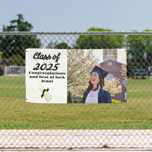 Class of 2025 black script graduation photo banner