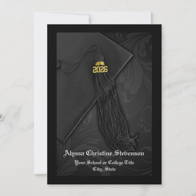 Class of 2025 Black Tassel Dignified Graduation Invitation (Front)